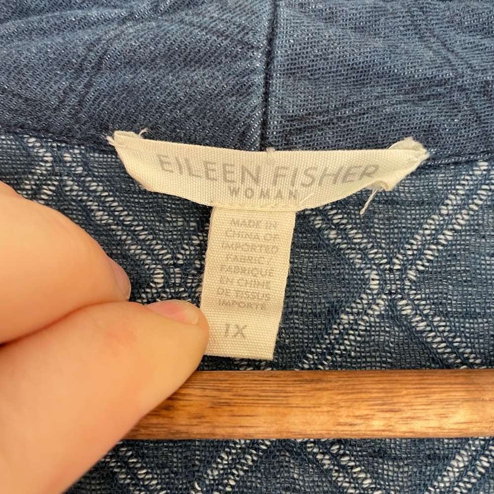 Eileen Fisher Organic Cotton Rhombus Jacquard Open-Front Quilted Jacket 1X - Picture 8 of 8